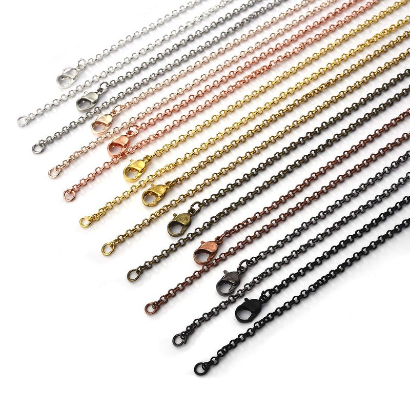 LANBEIDE 40 Packs 10 Colors Brass Necklace Chains 21 Inch Link Cable Chain Necklace with Lobster Clasps Bulk for Jewelry Making - Image 1